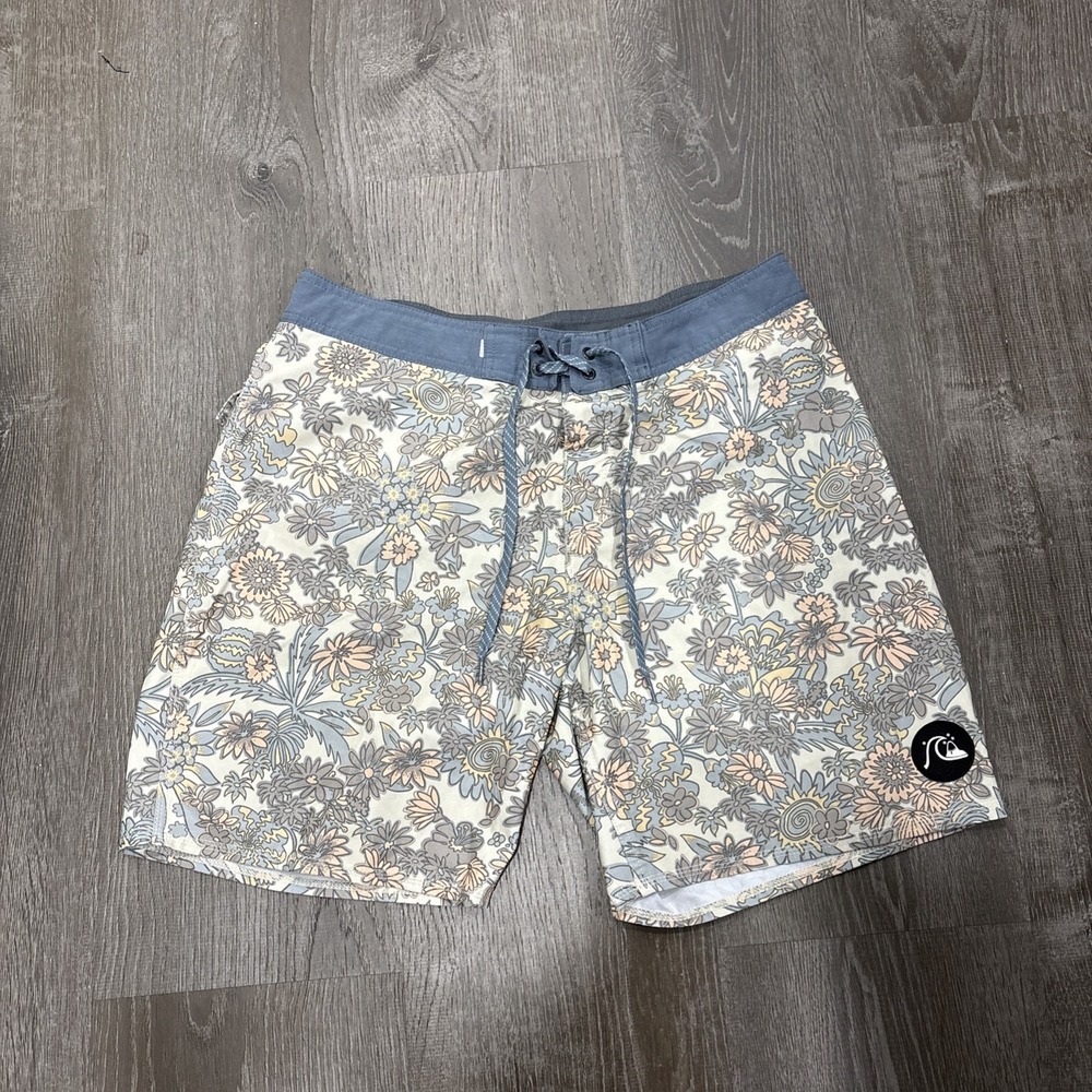 Quiksilver Highline Board Shorts Swim Trunk Sz 32 Floral All Over Print Stretch